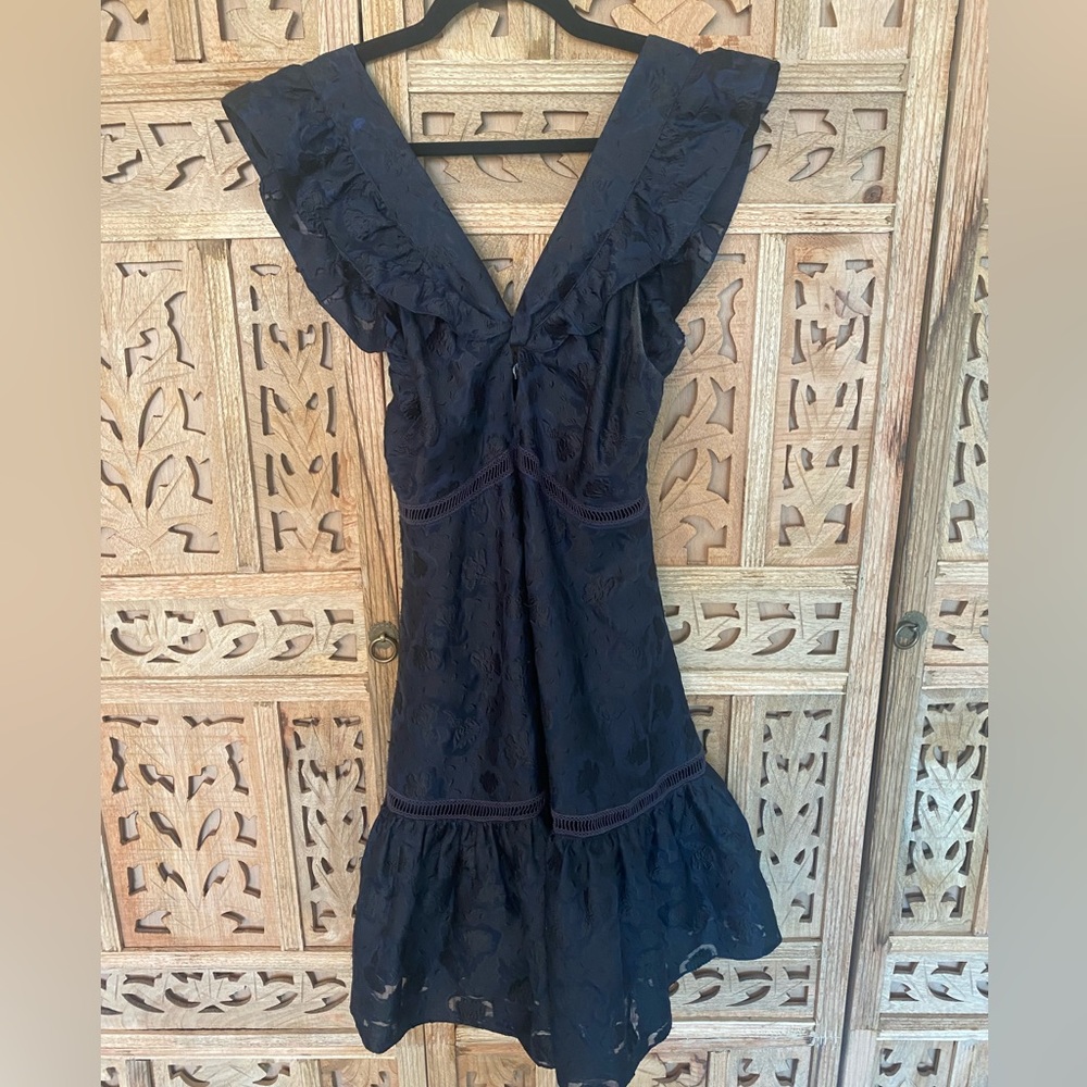Rebecca Taylor navy blue jacquard party dress,